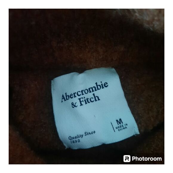 Abercrombie & Fitch Brown Ribbed Cuffs Wool Blend Turtleneck Sweater - Picture 2 of 3